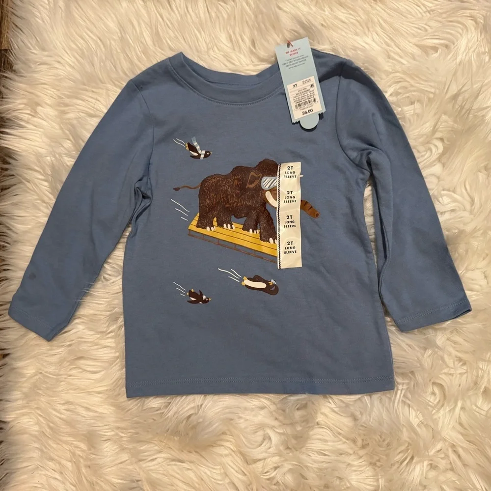 Cat & Jack‎ Toddler Boys 2T Blue Mammoth Ski Graphic Shirt NWT